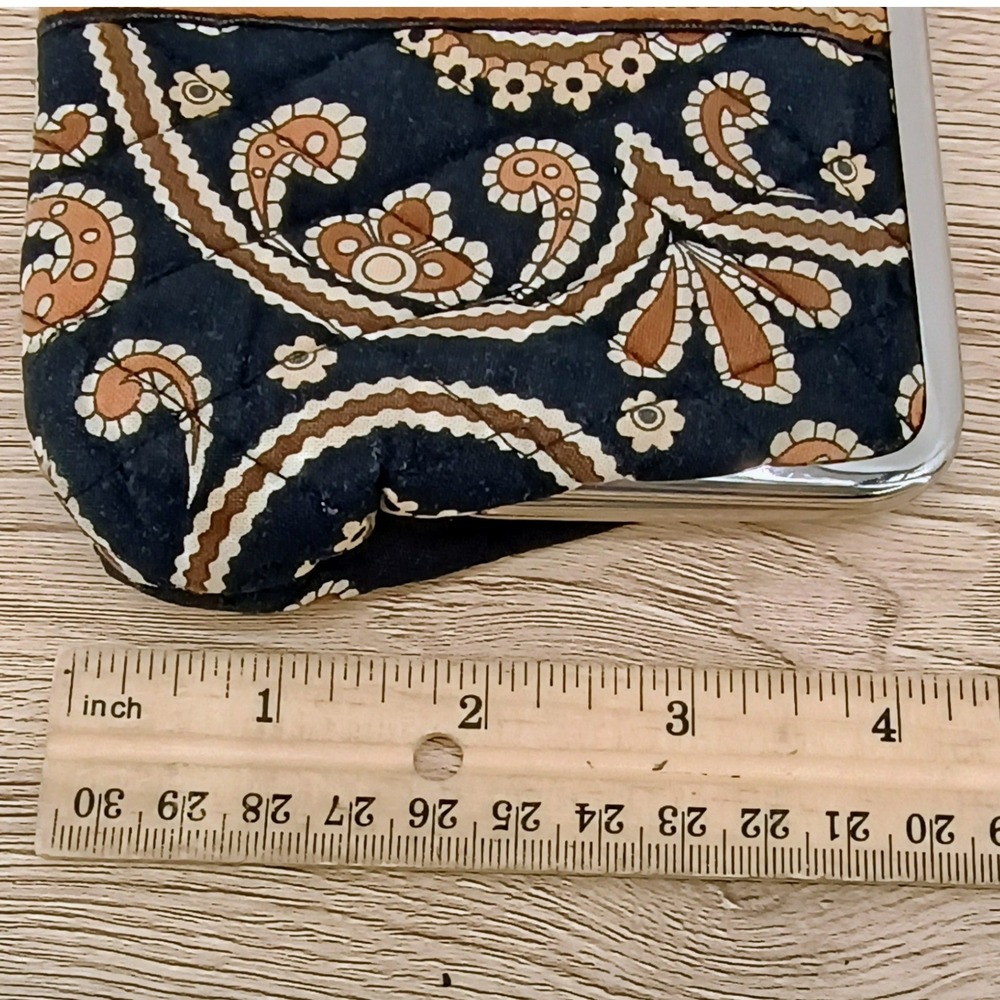 Vera Bradley Cafe Latte Quilted Kisslock Frame Clutch Wallet Paisley Black Tan - Picture 9 of 15